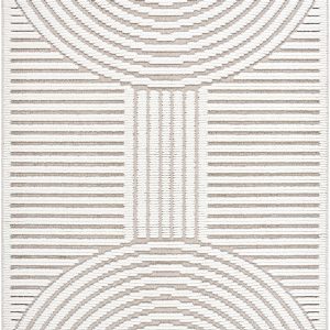 Deron Ivory 3D Rainbow Washable Rug