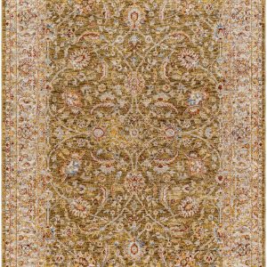 Dyan Green Textured Rug with Fringes