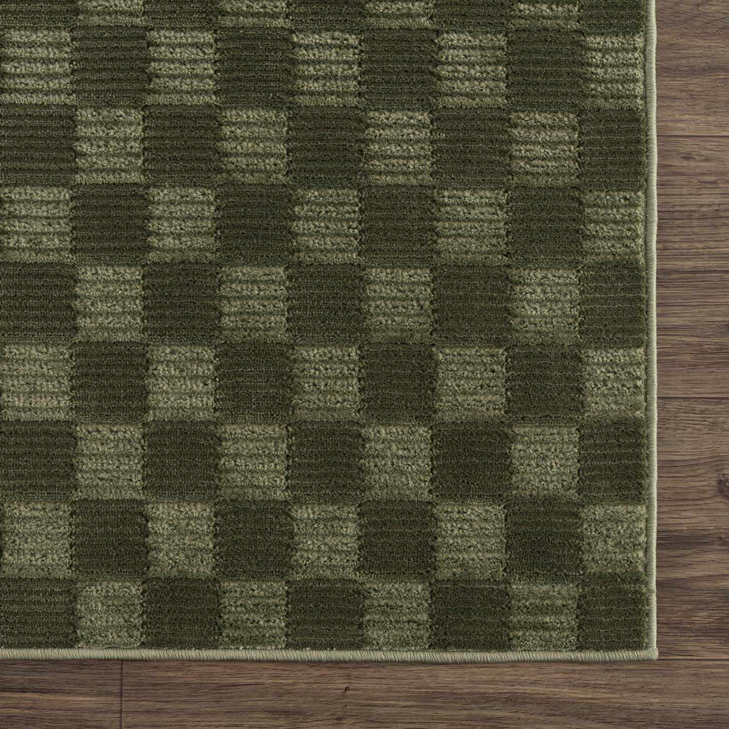Truls 3D Checkered Washable Rug - Green - Image 5