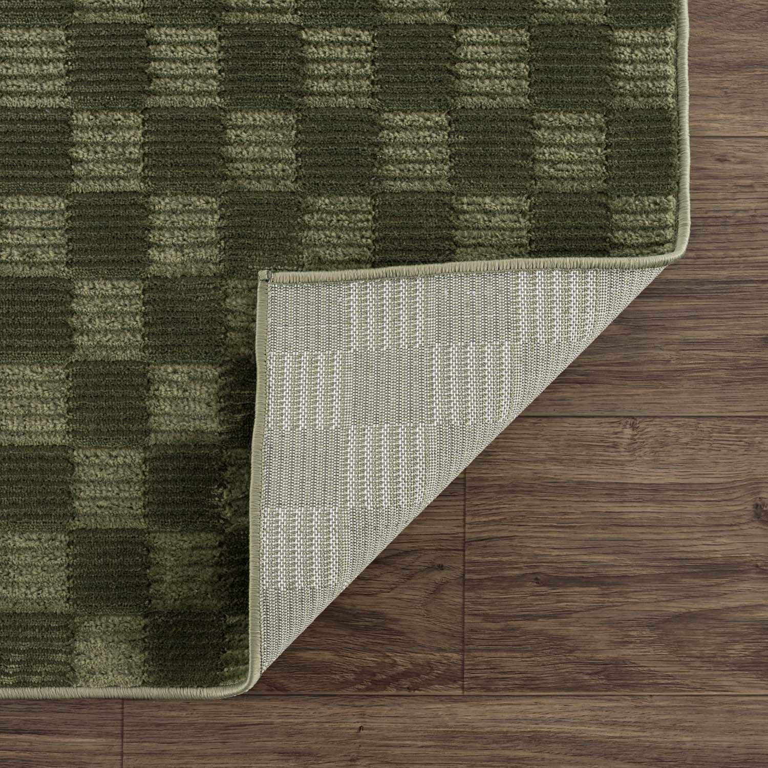 Truls 3D Checkered Washable Rug - Green - Image 6