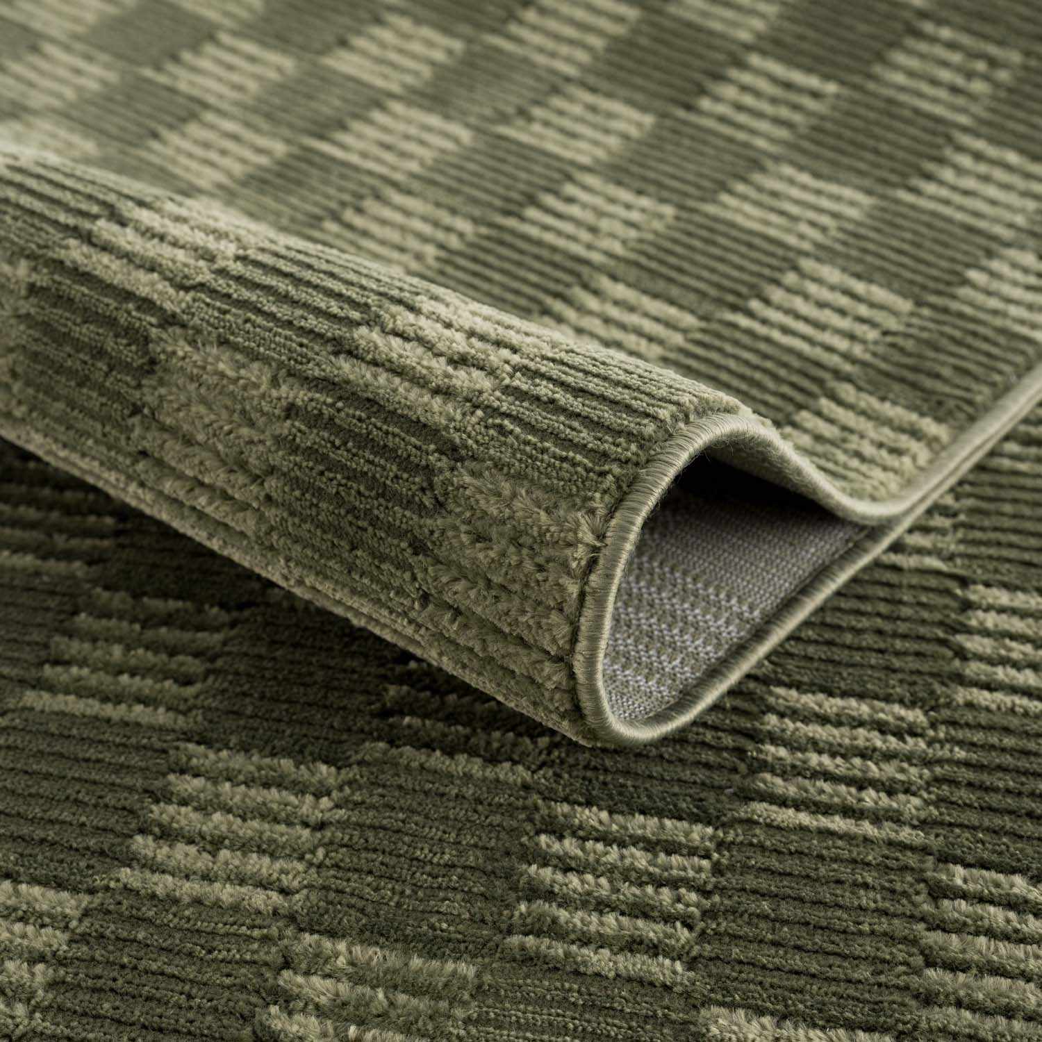 Truls 3D Checkered Washable Rug - Green - Image 4