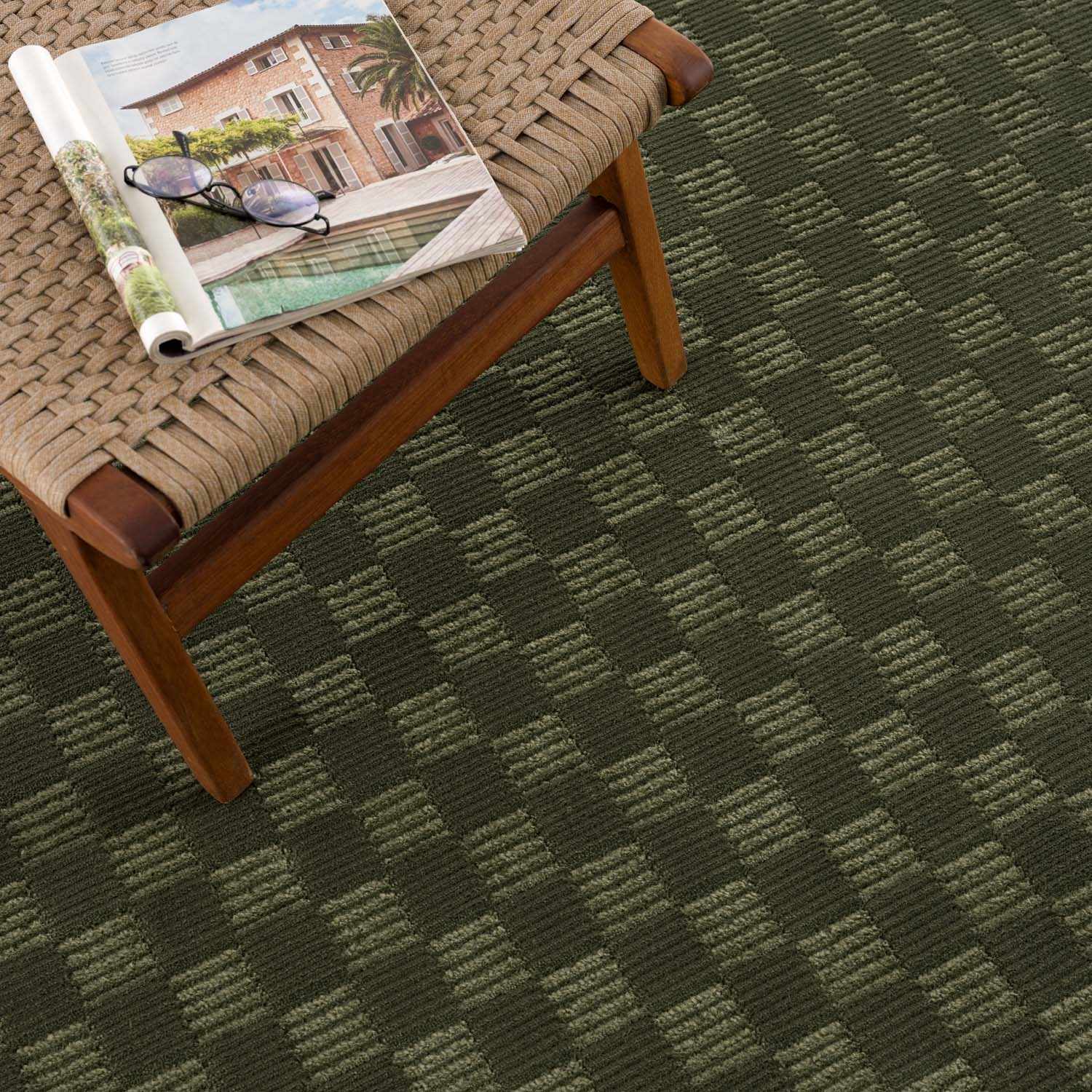 Truls 3D Checkered Washable Rug - Green - Image 14