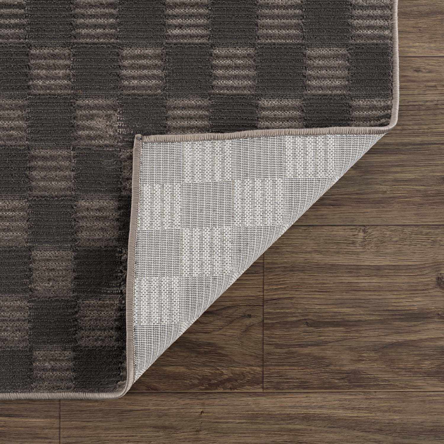 Truls 3D Checkered Washable Rug - Black - Image 11