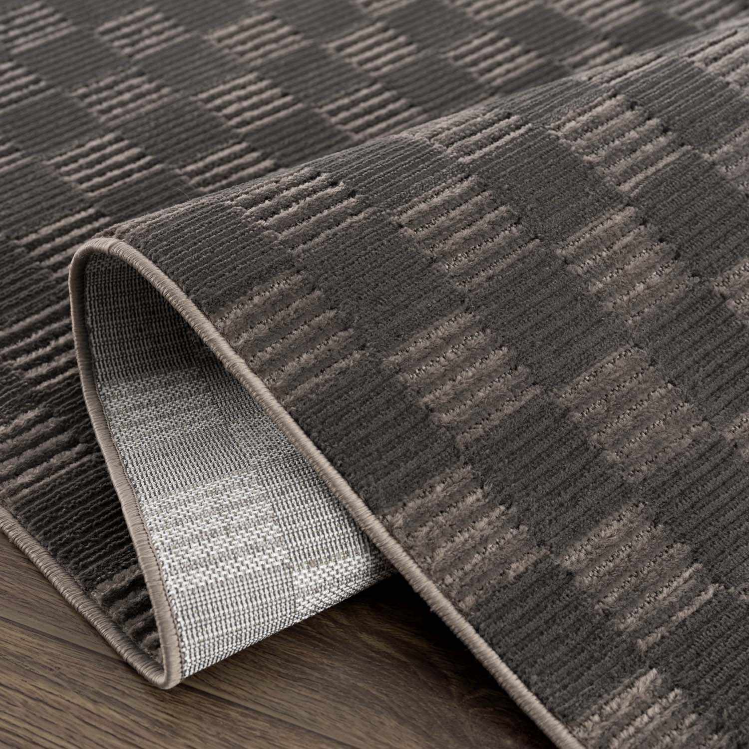 Truls 3D Checkered Washable Rug - Black - Image 13