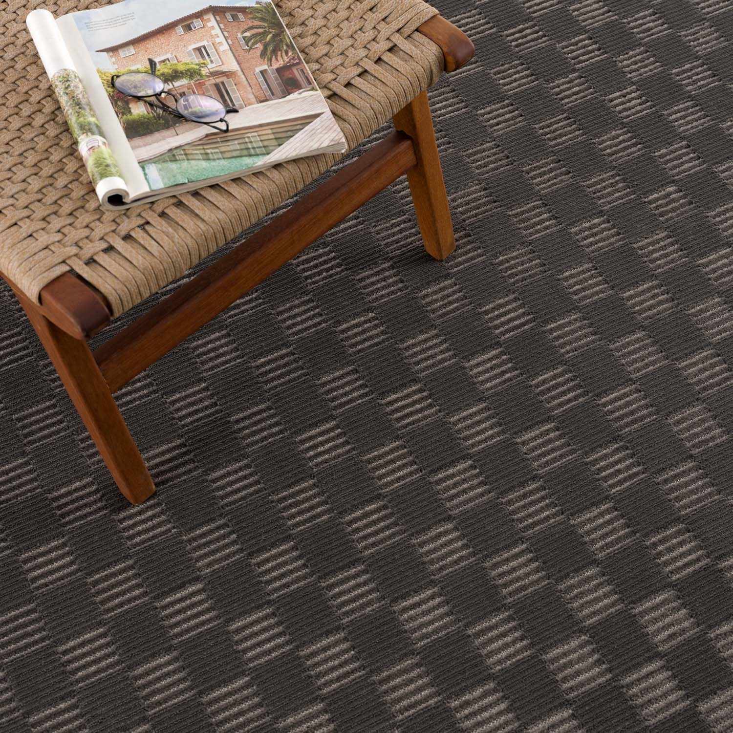 Truls 3D Checkered Washable Rug - Black - Image 5