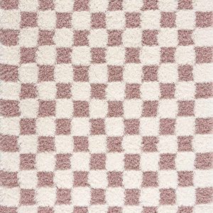 Atira Pink Checkered Shag Rug