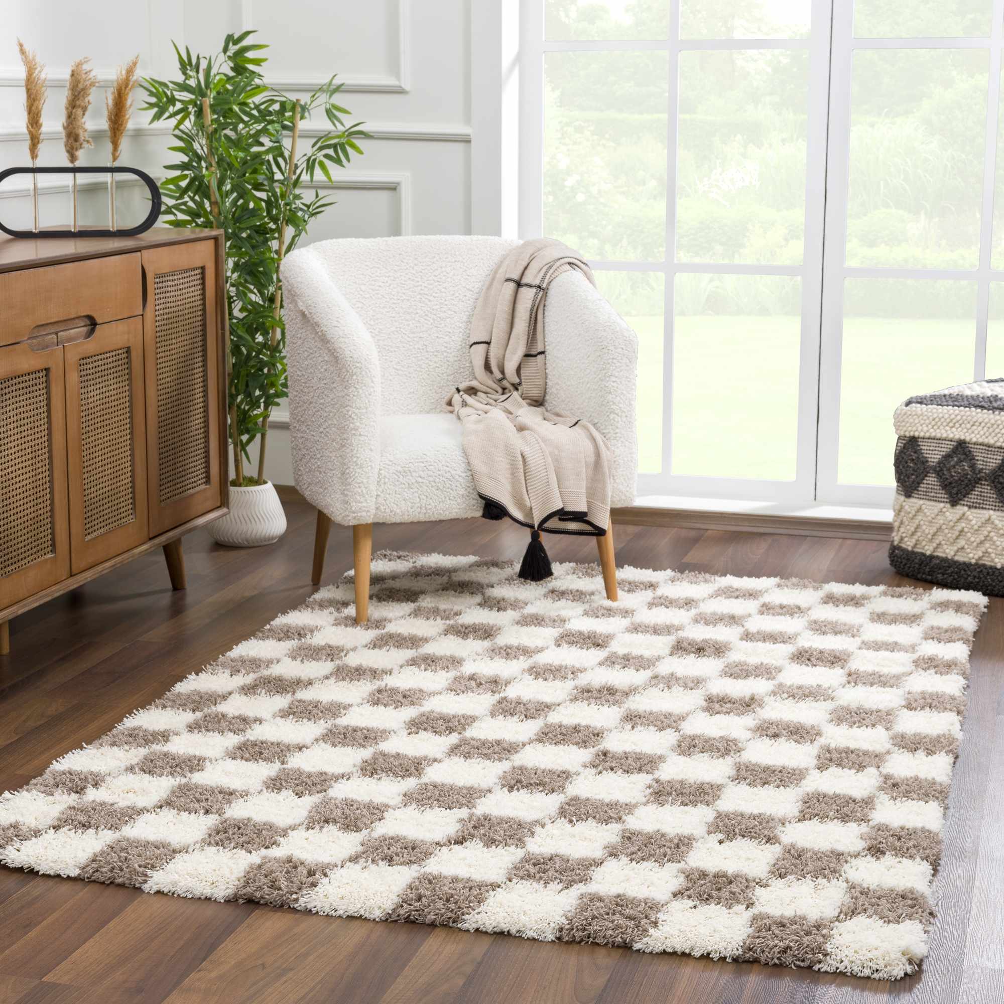 Atira Brown Checkered Area Rug - Image 5