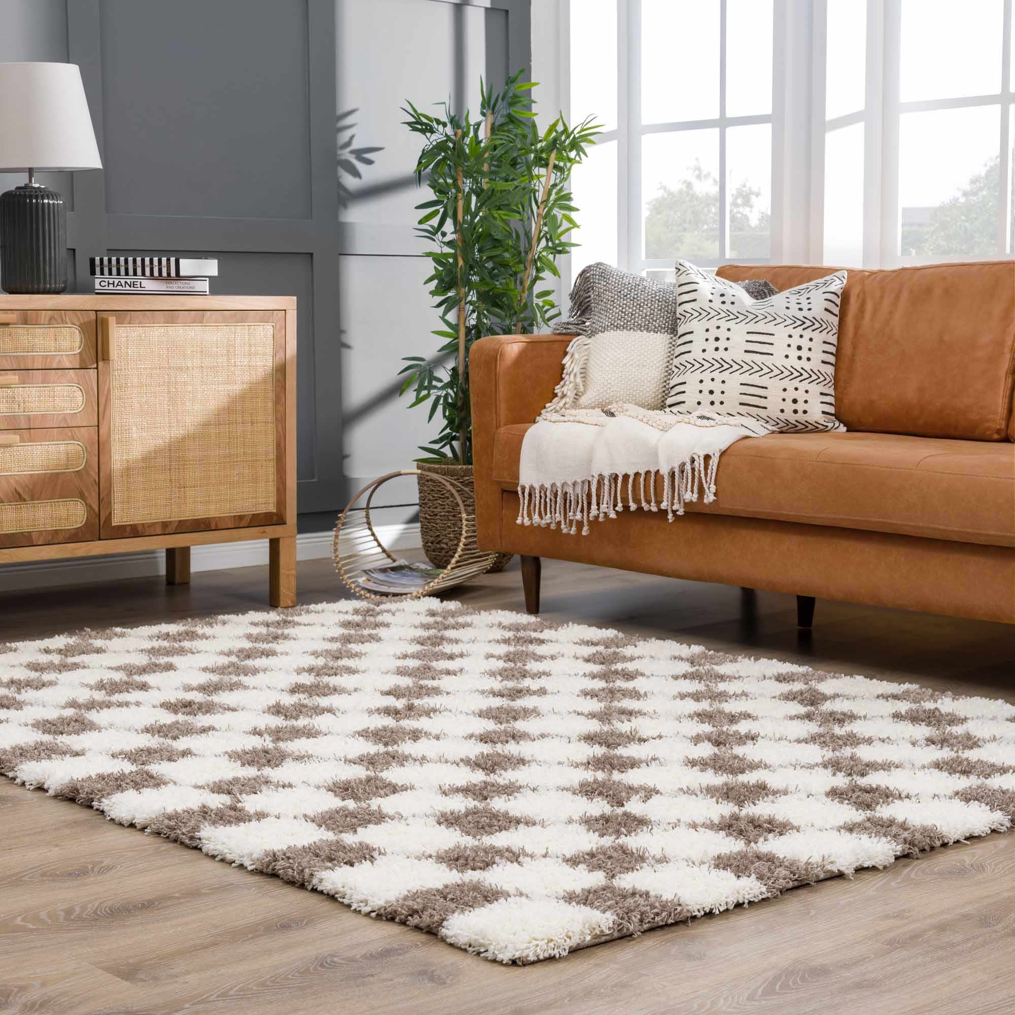 Atira Brown Checkered Area Rug - Image 17