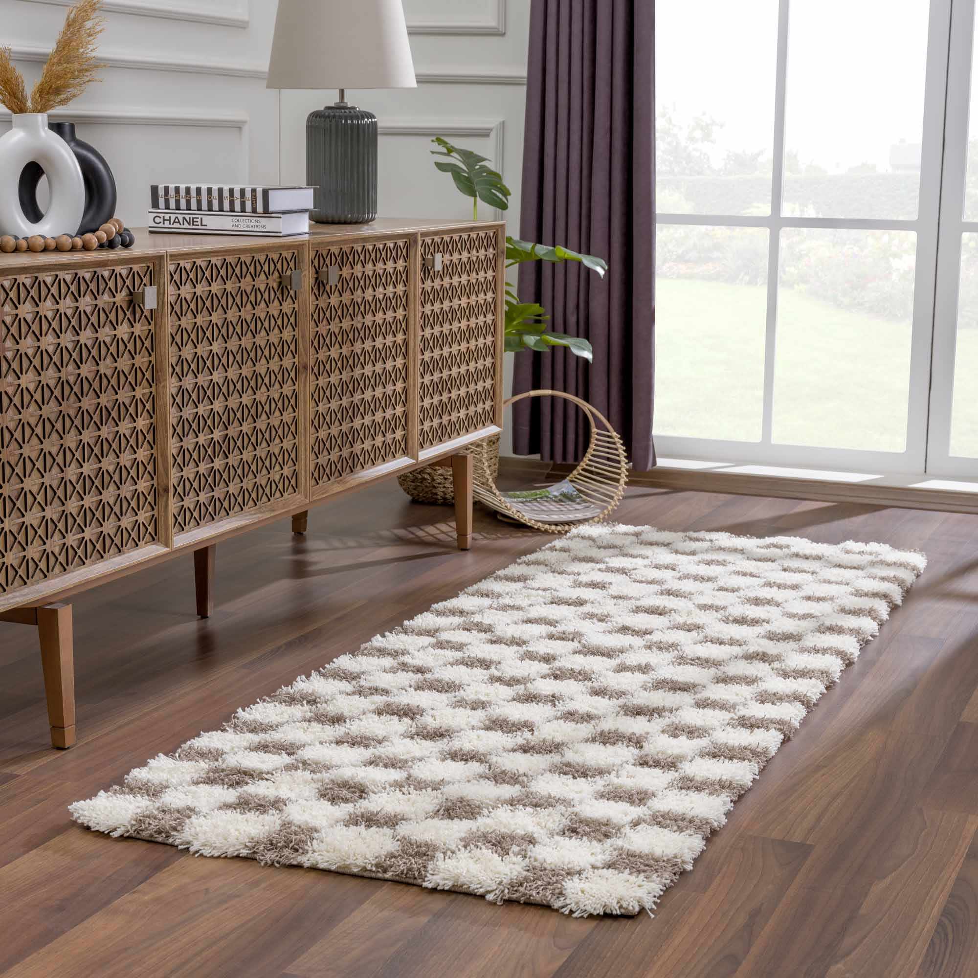 Atira Brown Checkered Area Rug - Image 7