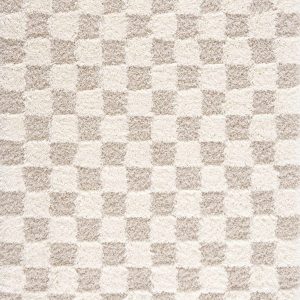 Atira Light Brown Checkered Area Rug