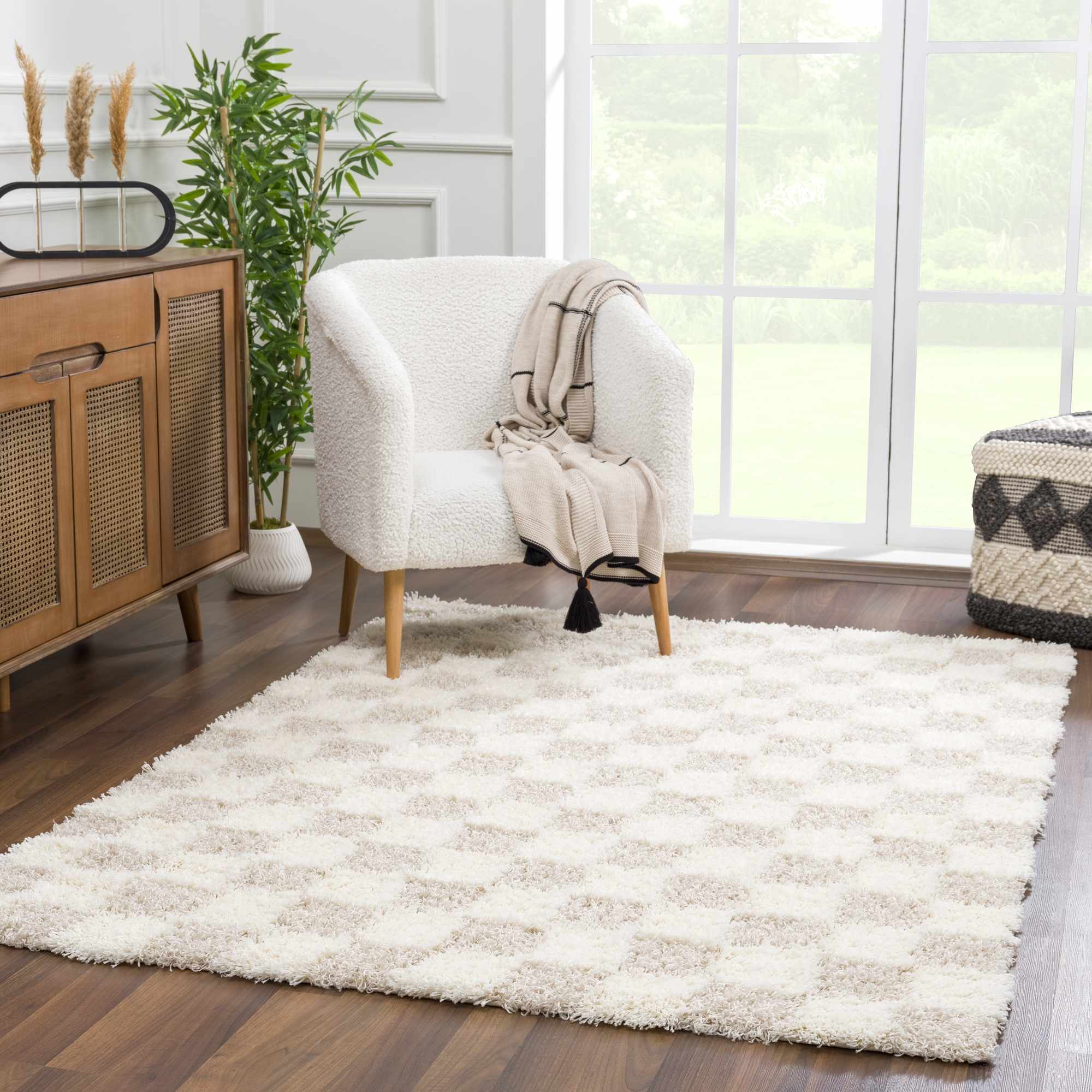 Atira Light Brown Checkered Area Rug - Image 11