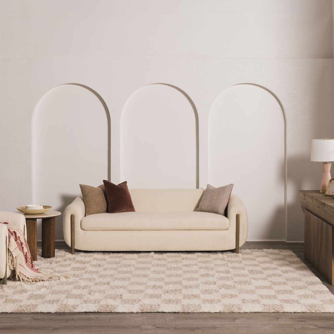 Atira Light Brown Checkered Area Rug - Image 27