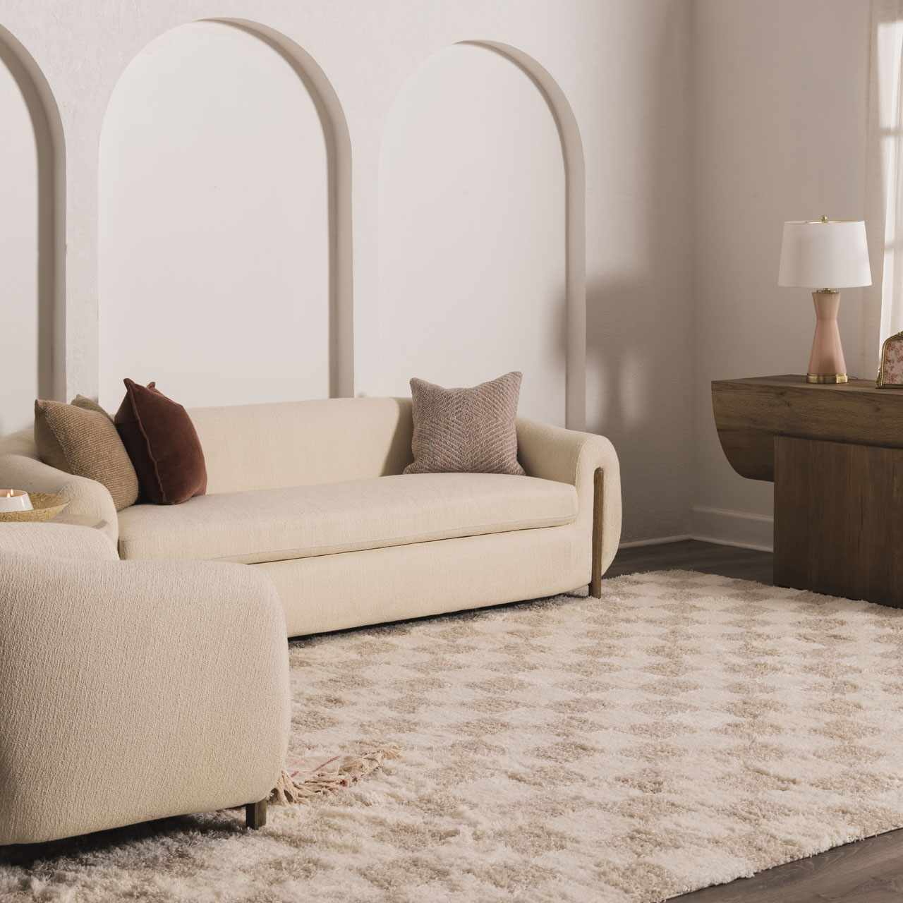 Atira Light Brown Checkered Area Rug - Image 23