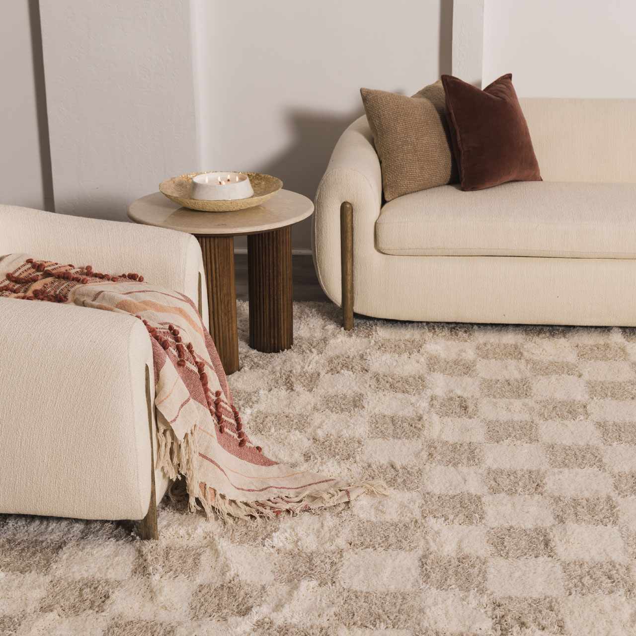 Atira Light Brown Checkered Area Rug - Image 24