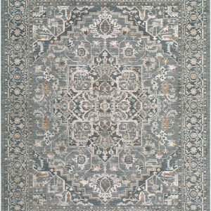 Yoyei Teal Medallion Modern Area Rug