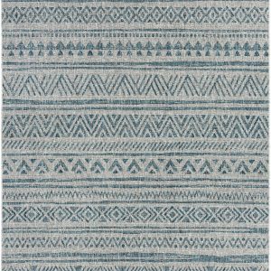Novato Aqua All Over Pattern Performance Outdoor Rug