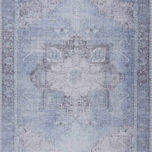 Ice Blue Flat Pile Washable Rug - Clearance