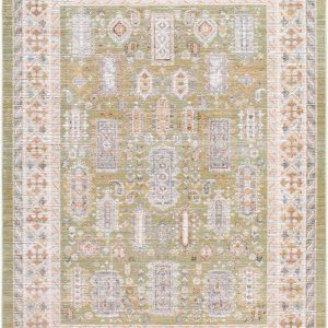 Neku Sage Persian Machine Woven Polypropylene Washable Area Rug
