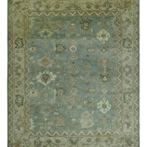 Antique style Floral Gray. Beige and Green Hand knotted Oriental Oushak Multi Size Wool Area Rug
