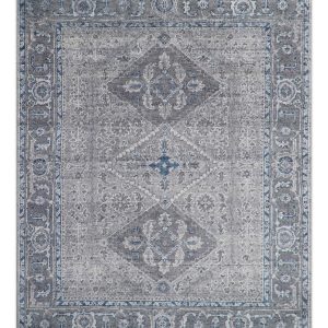 Antique Style Hand Knotted Traditional Blue and Gray Wool Area Rug