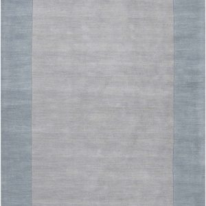Arkabutla Solid Blue Bordered Wool Rug