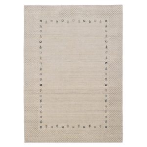 Beige Contemporary Gabbeh Border Design Hand Loomed Wool Rug
