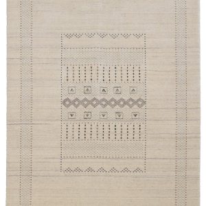 Beige Gabbeh Design Hand Loomed Wool Area Rug