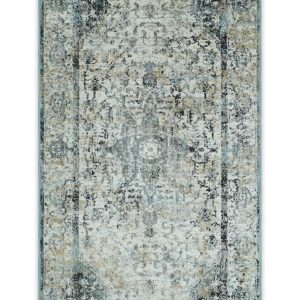 Beige. Olive and Gray and Black Antique Finish Vintage Art Silk Area Rug
