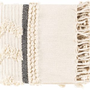 Boondall Ivory Cotton Throw Blanket with tassels