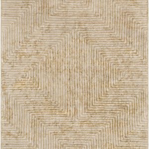 Quartz Patterned Sheen Beige Viscose Rug