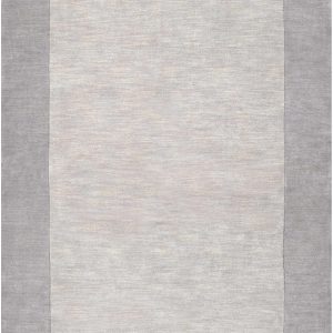 Bordered Solid Gray Wool Rug