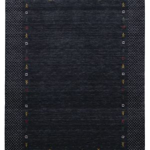 Contemporary Charcoal Gabbeh Border Hand Loomed Wool Area Rug