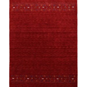 Contemporary Red Hand Loomed Wool Area Rug
