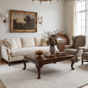 Contemporary Solid Design Ivory Handwoven Wool Area Rug