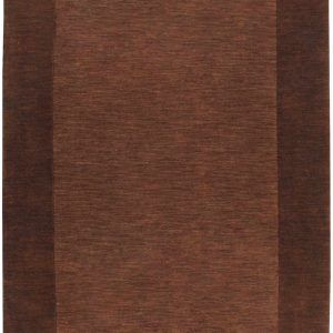 Bordered Solid Brown Wool Rug