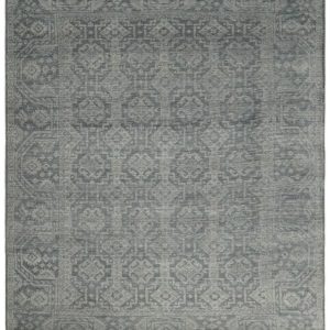 Custom Made Antique Finish Hand knotted Silver and Charcoal Wool Area Rug. Kids. Living Room and Bedroom Rug