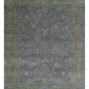 Custom Made Antique look Plum and Brown Hand Knotted Traditional Oushak Wool Area Rug