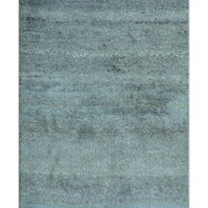 Custom Made Contemporary Solid Blueish Silver Hand knotted wool Area Rug