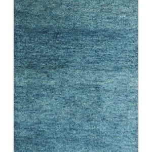 Custom Made Contemporary Solid Plush Blue Hand Knotted Wool Rug
