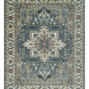 Custom Made Fine Knots Hand Knotted Ivory. Taupe and Olive Traditional Wool Rug