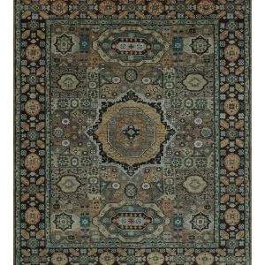 Custom Made Hand Knotted Brown. Black and Silver Traditional Wool Rug