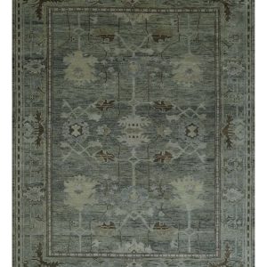 Custom Made Hand Knotted Gray and Brown Oriental Oushak Multi Size Traditional Wool Areaa Rug