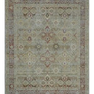 Custom Made Hand Knotted Olive and Rust Distressed Traditional Antique Look Wool Rug