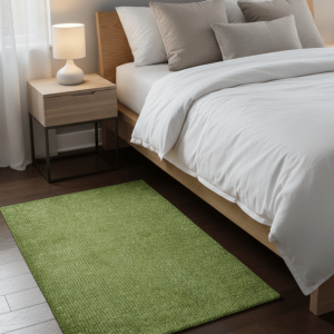 Custom Made Modern Solid Overdyed Green Hand Knotted Wool Area Rug