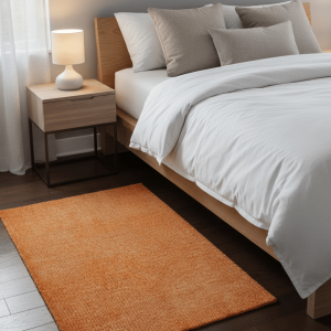Custom Made Modern Solid Overdyed Orange Hand Knotted Wool Area Rug