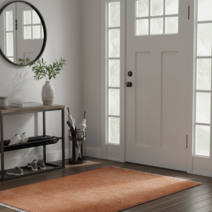 Custom Made Modern Solid Overdyed Rust Hand Knotted Wool Area Rug