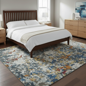 Custom Made Multi-color Modern Abstract Hand Tufted Wool-Art Silk Rug