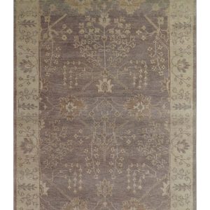 Custom Made Vintage Style Tree of life Brown And Beige Hand Knotted Wool Rug