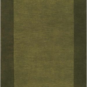 Bordered Solid Olive Green Wool Rug