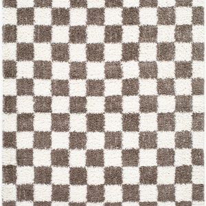 Gridline Charcoal & Ivory Checkered Area Rug